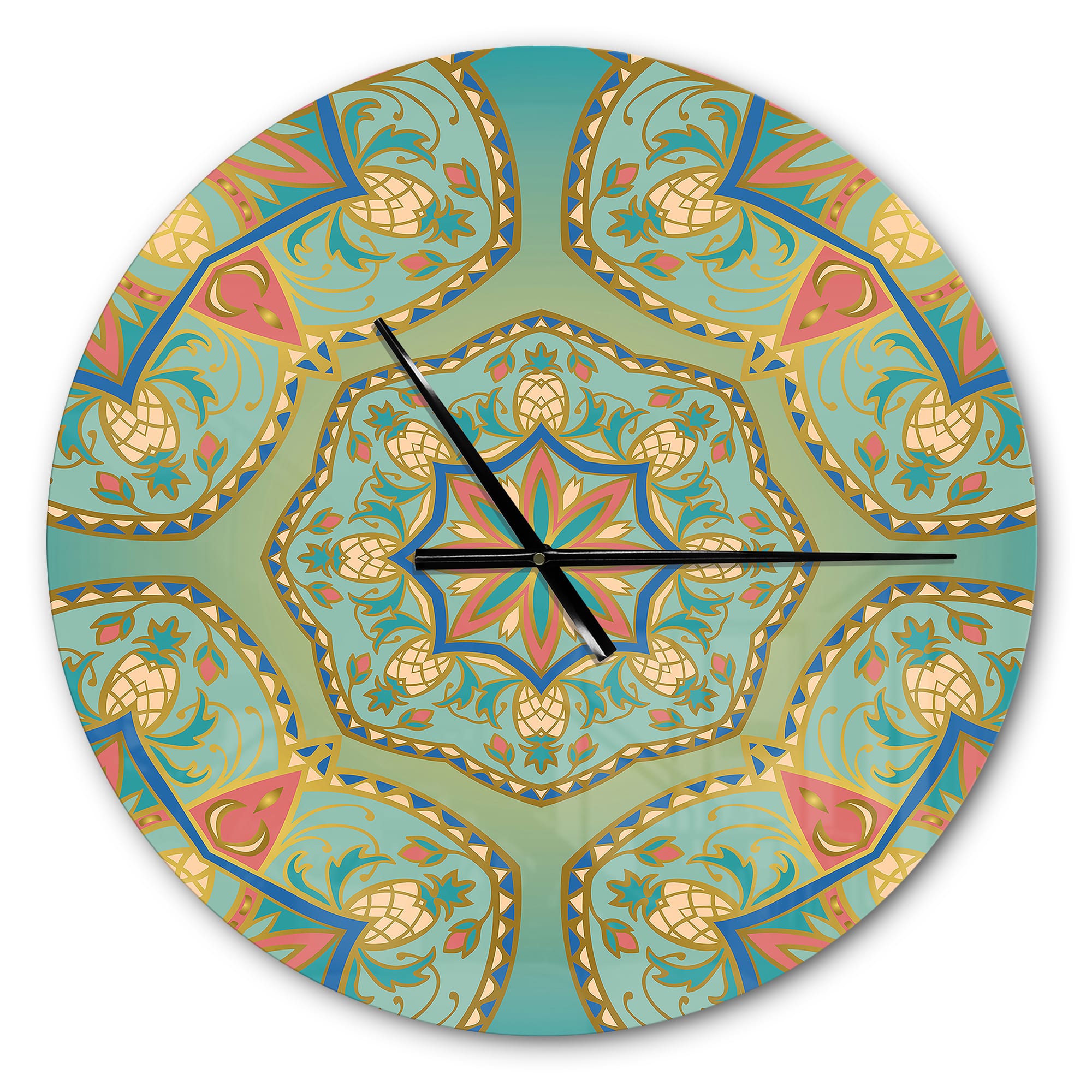 Designart 'Oriental Mandala Pinapple Ornament Vintage Wall Clock